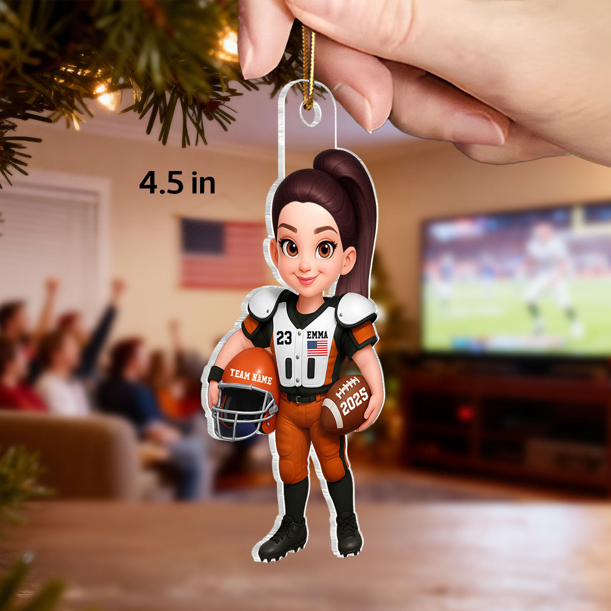 3D Effect Proud American Football Player Female Male - Personalized Acrylic Ornament - Gift For Football Lovers, Granddaughter, Daughter, Wife