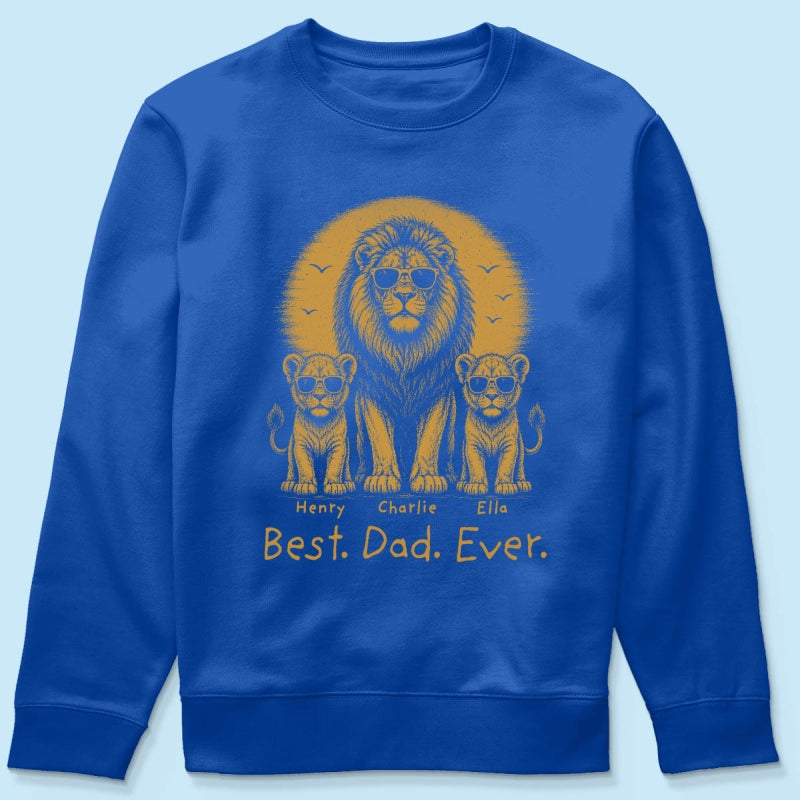 Retro Vintage Lion Dad And Kids Daddy Protector - Personalized Shirt - Cool Father's Day Gift For Dad, Husband