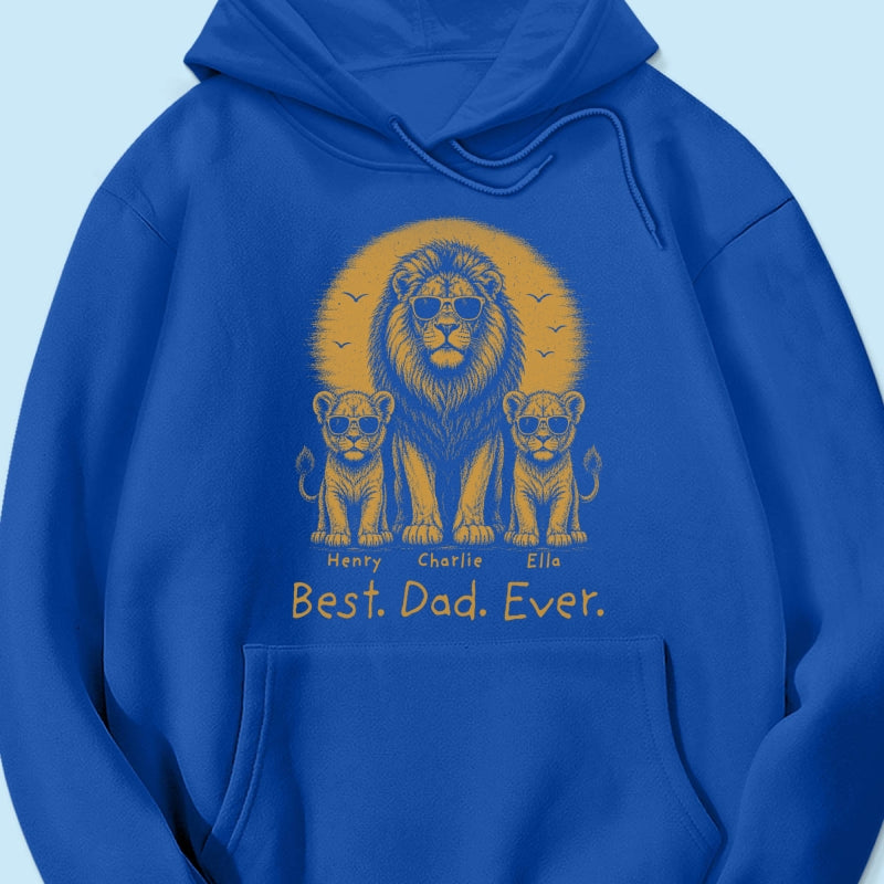 Retro Vintage Lion Dad And Kids Daddy Protector - Personalized Shirt - Cool Father's Day Gift For Dad, Husband