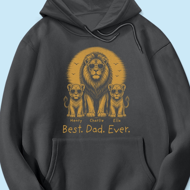 Retro Vintage Lion Dad And Kids Daddy Protector - Personalized Shirt - Cool Father's Day Gift For Dad, Husband
