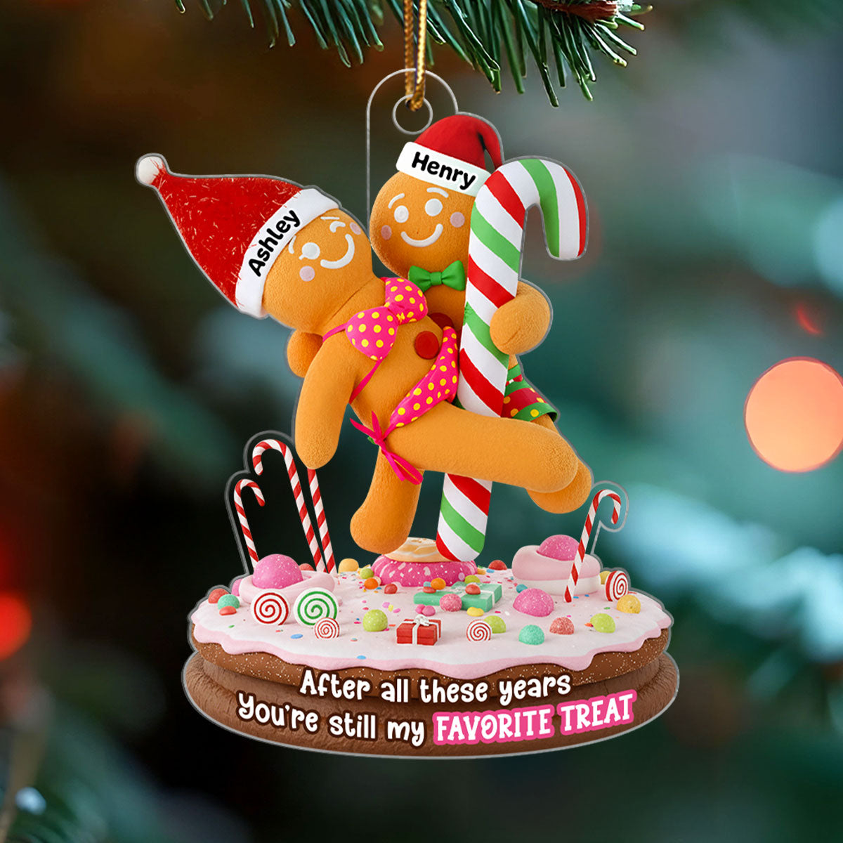 Gingerbread Funny Old Couple - Personalized Acrylic Ornament - Christmas Gift for him, Gift for her