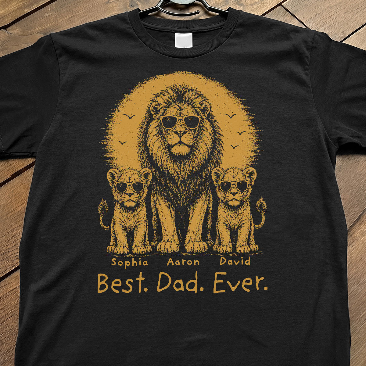 Retro Vintage Lion Dad And Kids Daddy Protector - Personalized Shirt - Cool Father's Day Gift For Dad, Husband