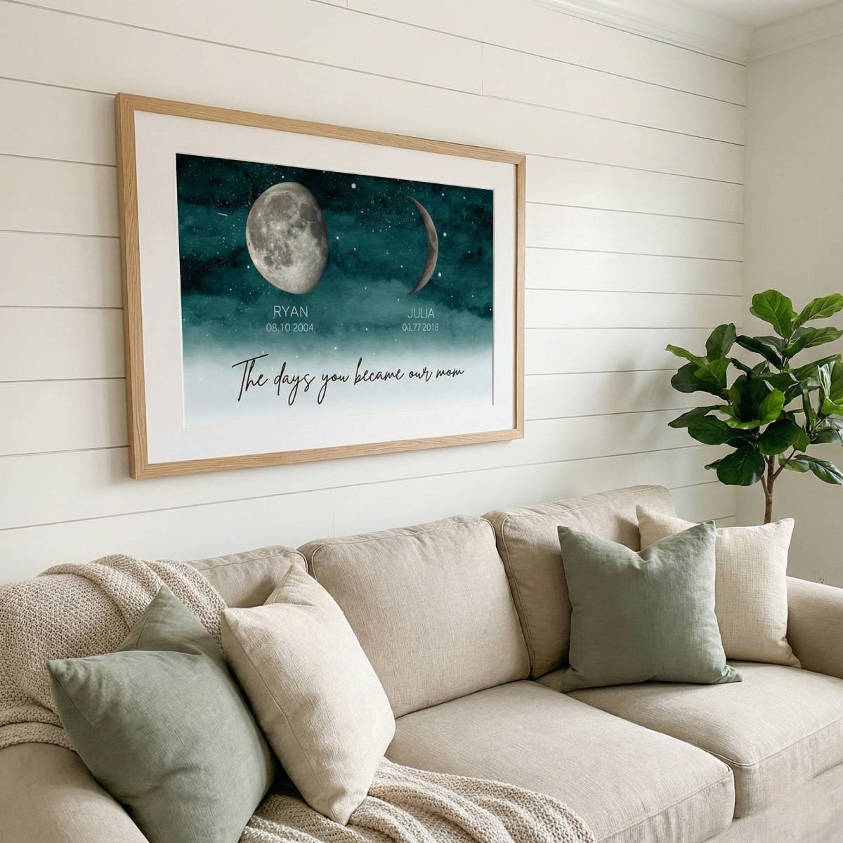 Starry Night The Day You Became MOM MUM Custom Title Nickname And Birth Moon Phase - Personalized Poster - Heartfelt Mother's Day Gift, Birthday Gift, For Mom, Wife, Grandma