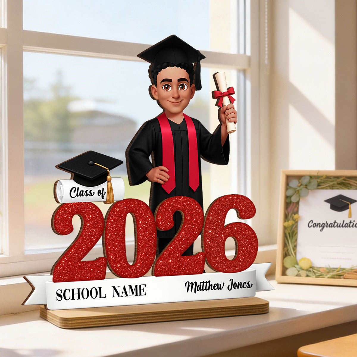 Class Of 2026 3D Effect Senior - Personalized 2-Layered Wooden Plaque - Graduation Gift For Seniors, Daughter, Son, Grandkids