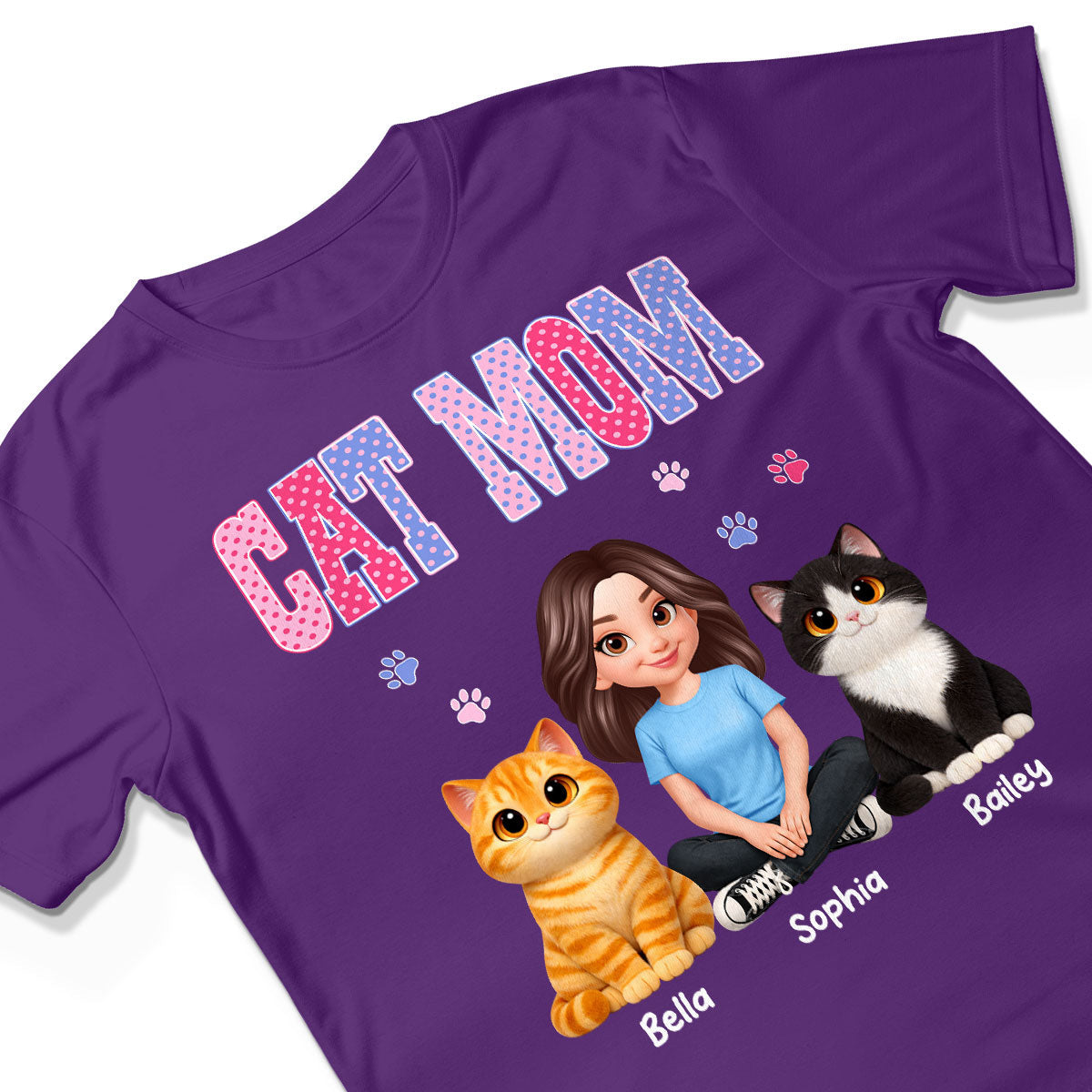 Trending 2026 Polka Dot Pattern Spring Summer Vibe Cat Mom - Personalized Shirt - Mother's Day Gift For Cat Mom
