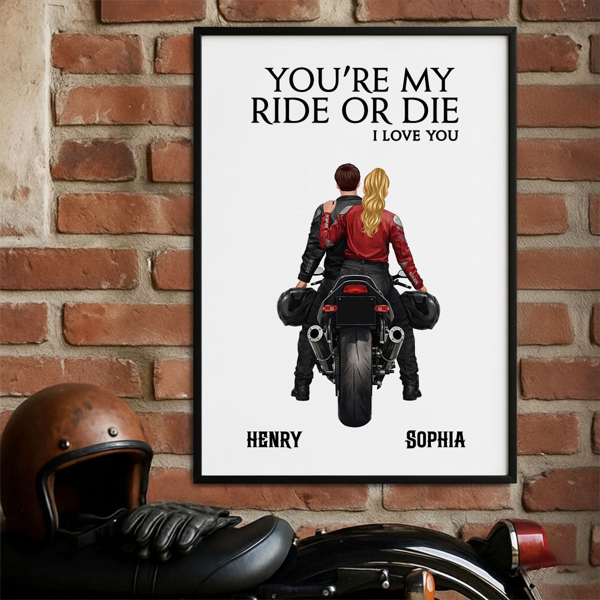 Couple Who Rides Together Stay Together Biker Couple - Personalized Poster - Anniversary Gift for him, for her