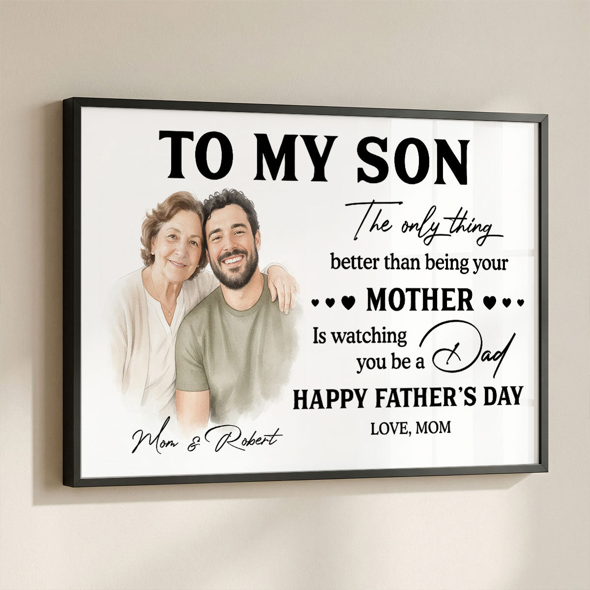 Watercolor Style To My Son From Mom - Personalized Poster - Father's Day Gift For Son