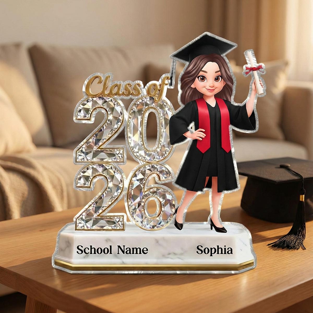 Senior Class Of 2026 2027 Keepsake 2D Flat - Personalized Acrylic Block Plaque - Graduation Gift For Graduates, Daughter, Son