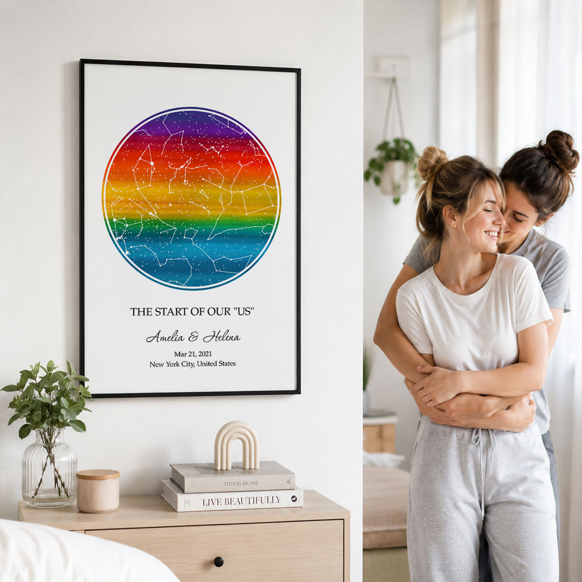 Our Love Was Born LGBT Rainbow Flag - Personalized Poster - Gift For Couple, Happy Pride Month