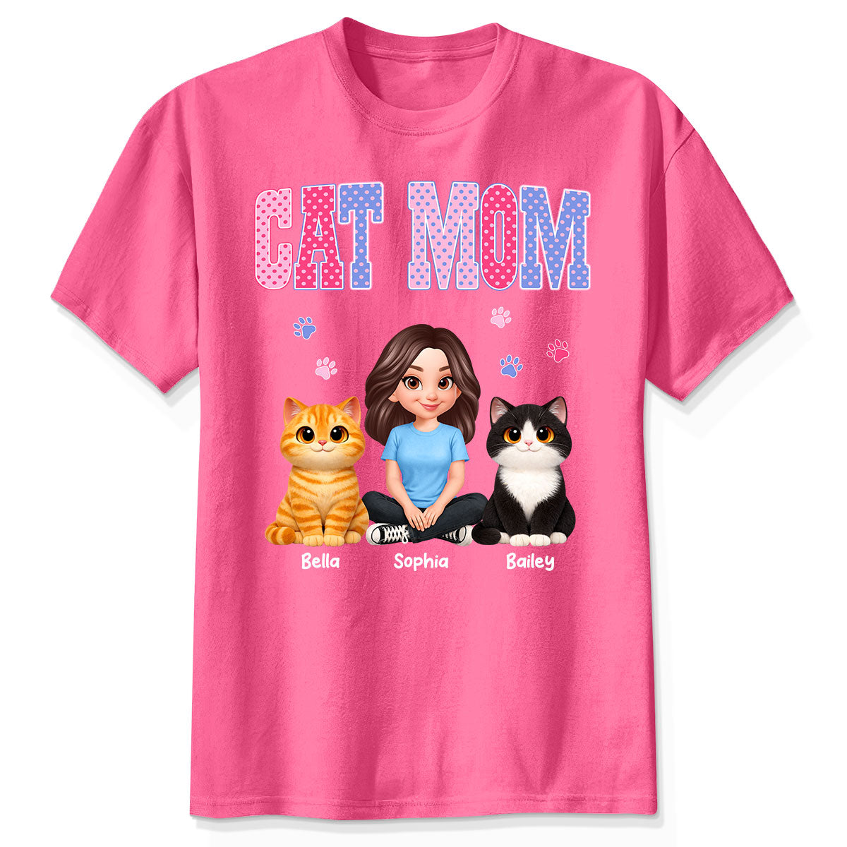 Trending 2026 Polka Dot Pattern Spring Summer Vibe Cat Mom - Personalized Shirt - Mother's Day Gift For Cat Mom