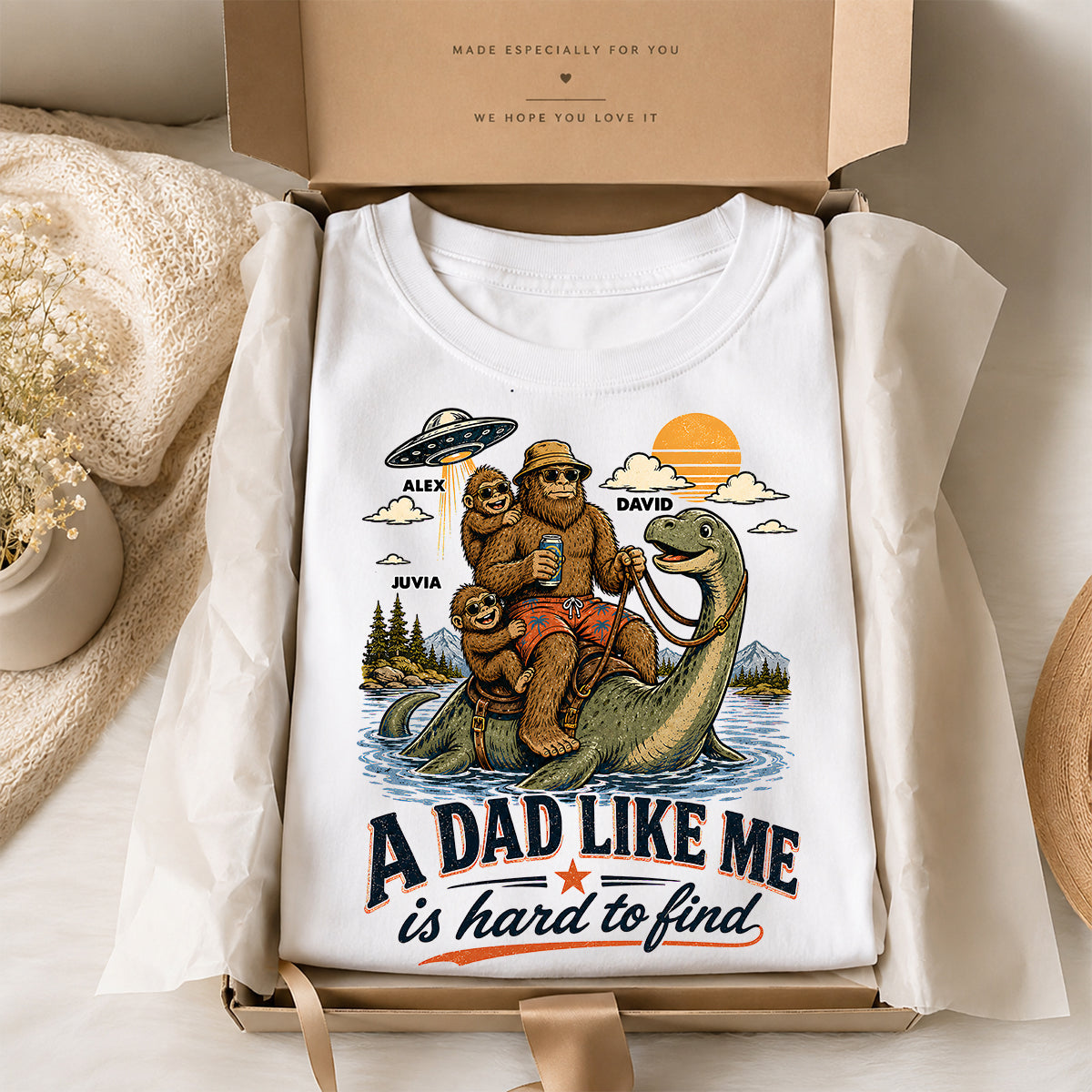 A Dad Like Me is Hard to Find Bigfoot Riding Monster - Personalized Shirt - Father's Day Gift for Dad, Husband