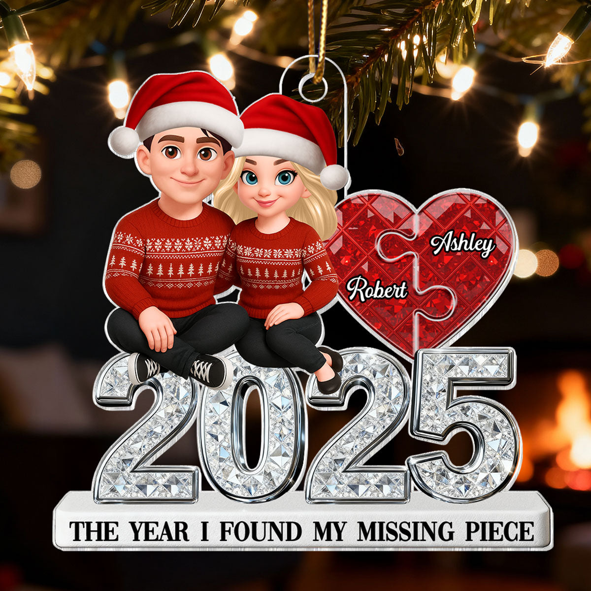 3D Effect Shining Effect Beautiful Couple The Year I Found My Missing Piece - Personalized Acrylic Ornament