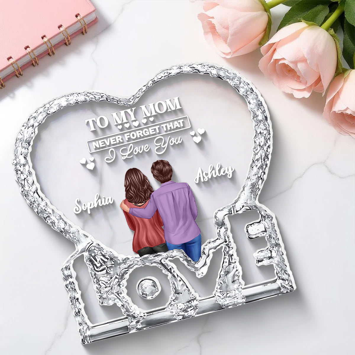 To My Mom Never Forget That I Love You - Personalized Acrylic Block Plaque - Heartfelt Gift For Mom, Grandma