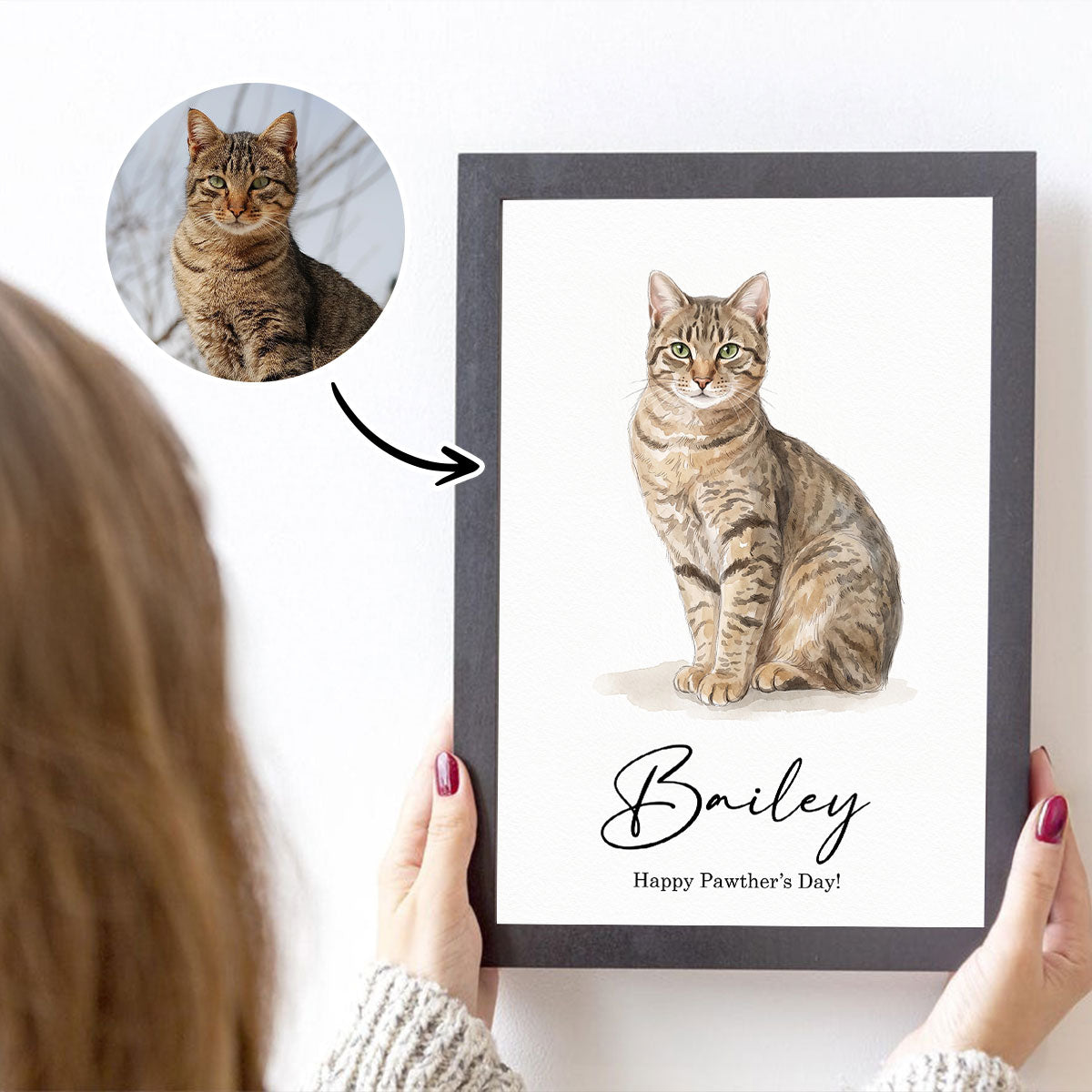 Custom Watercolor Portraits Using Pet Photo - Personalized Poster - Father's Day Gift for Dogs Cats Lovers