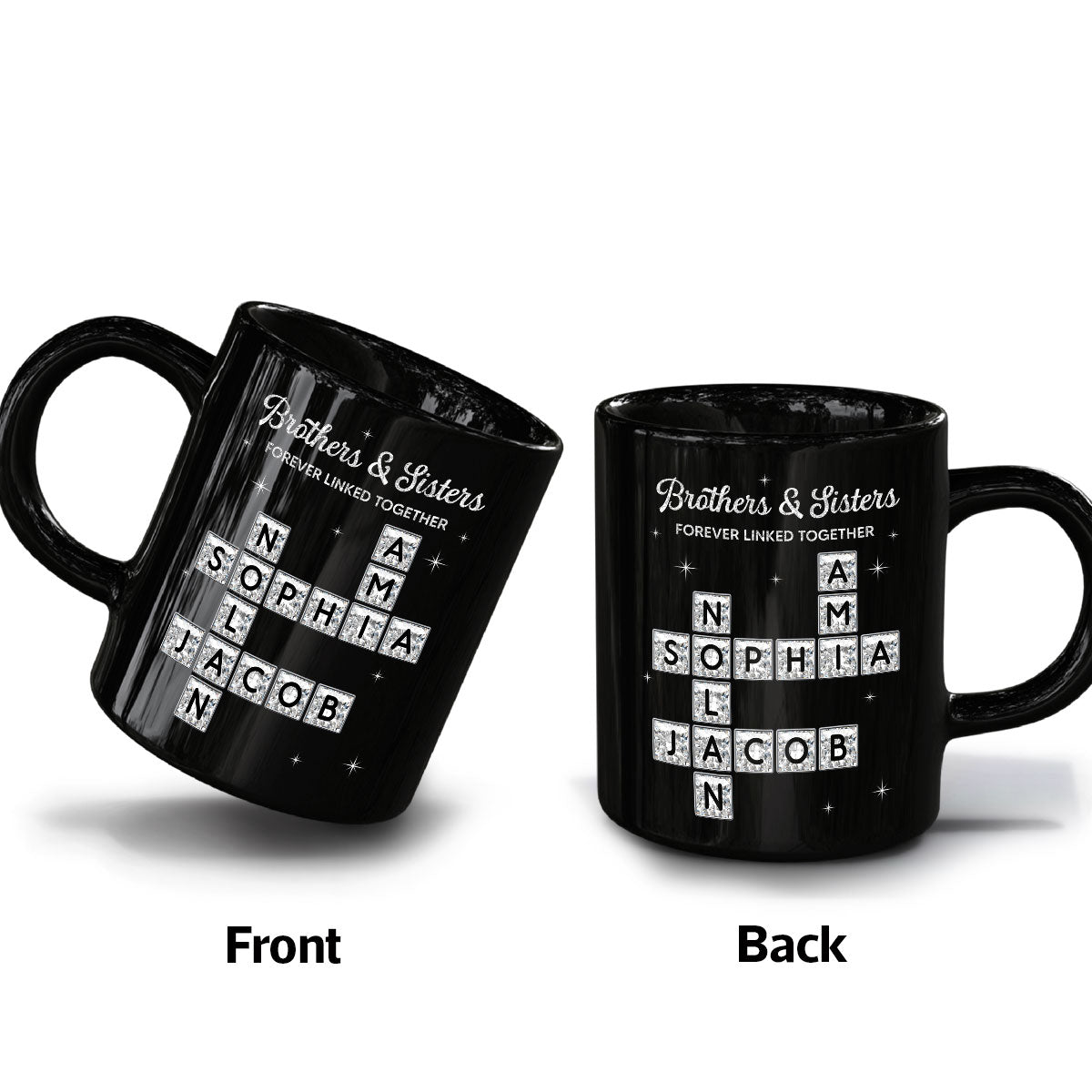 3D Shining Effect Brothers Sisters Crossword Puzzle Art - Personalized Mug - Christmas Gift For Siblings, Brothers, Sisters