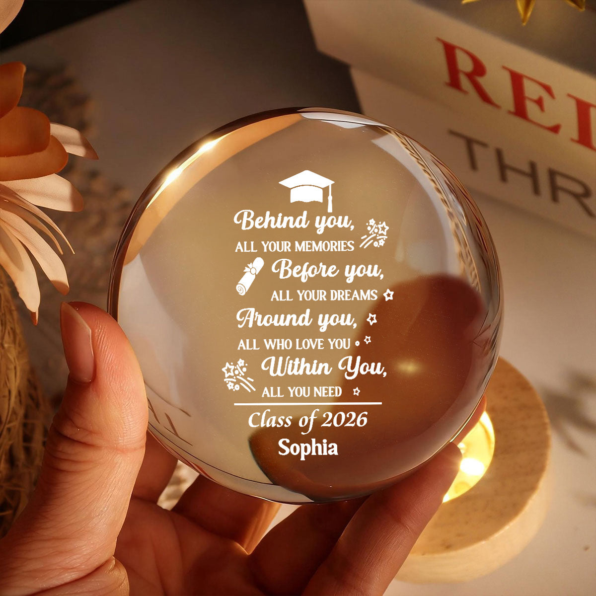 Before You All Your Dreams Graduation - Personalized Crystal Ball LED Night Light - Graduation Gift For Graduates, Son, Daughter