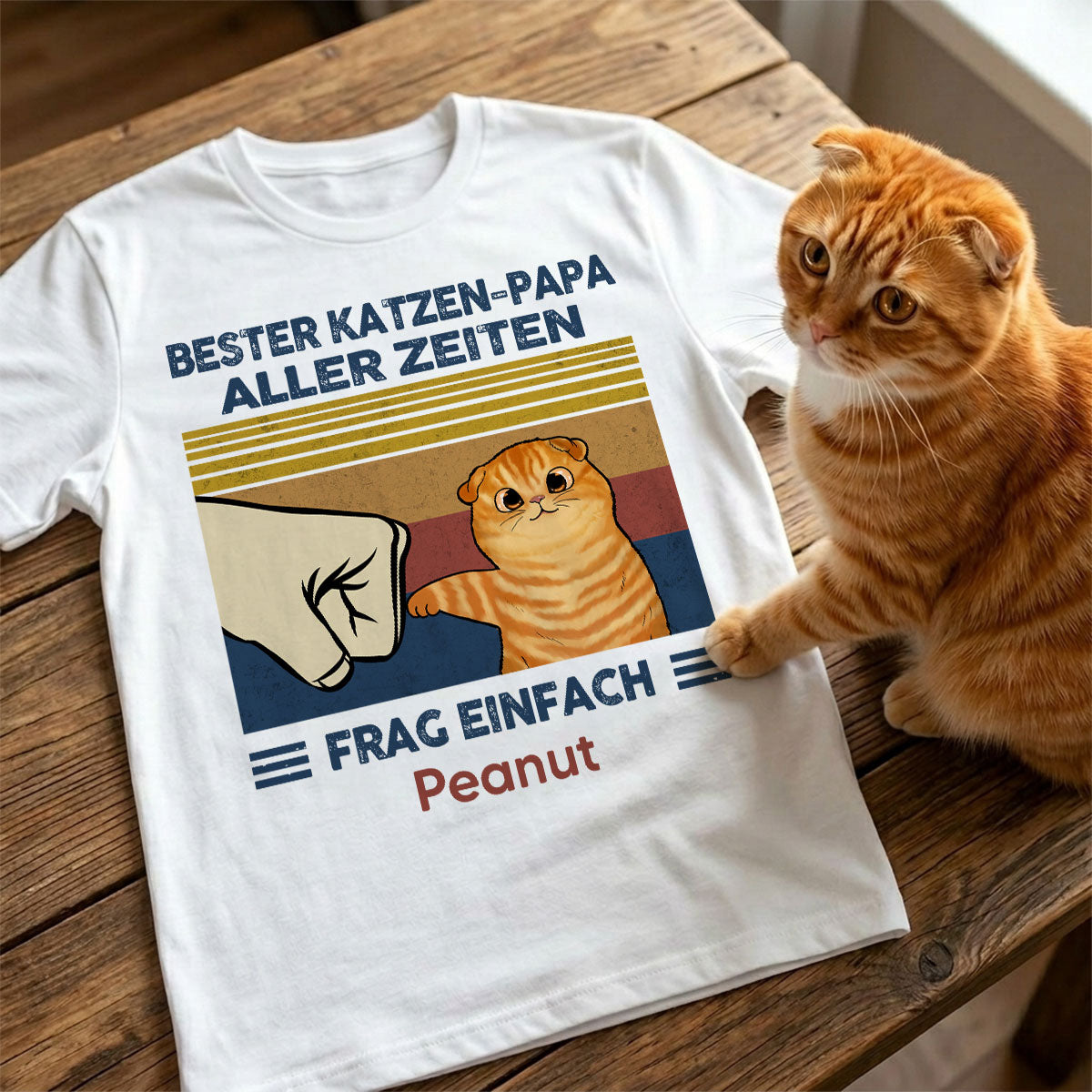 Perfektes Geschenk für Katzenväter – Personalisiertes T-Shirt mit Katzen-Faustgruß