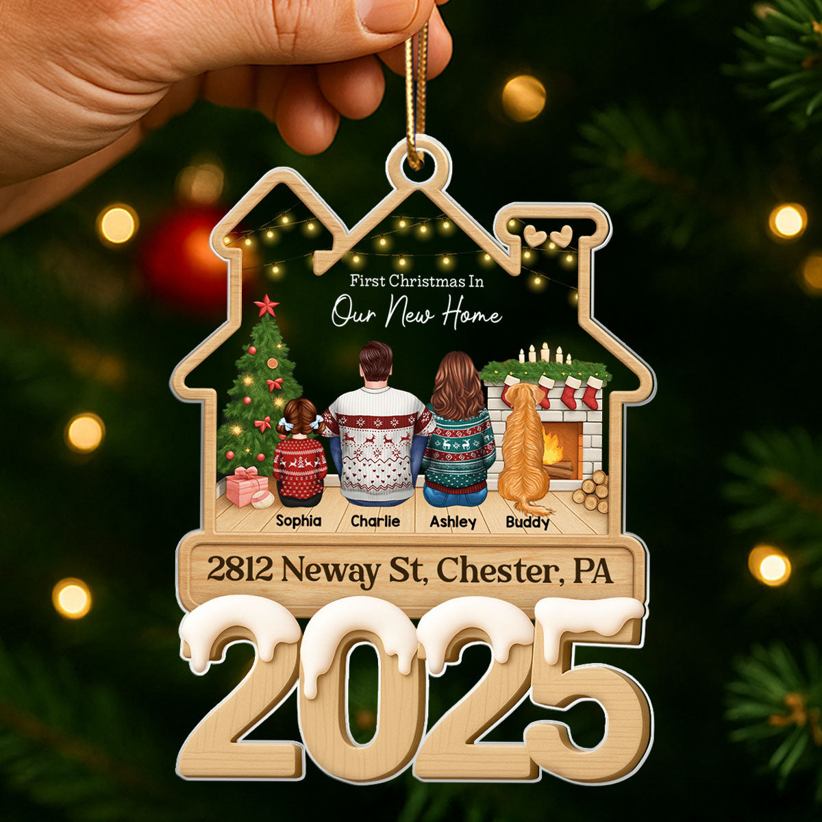 Family First Christmas In Our New Home - Personalized Acrylic Ornament - Unique Christmas Gift For Family