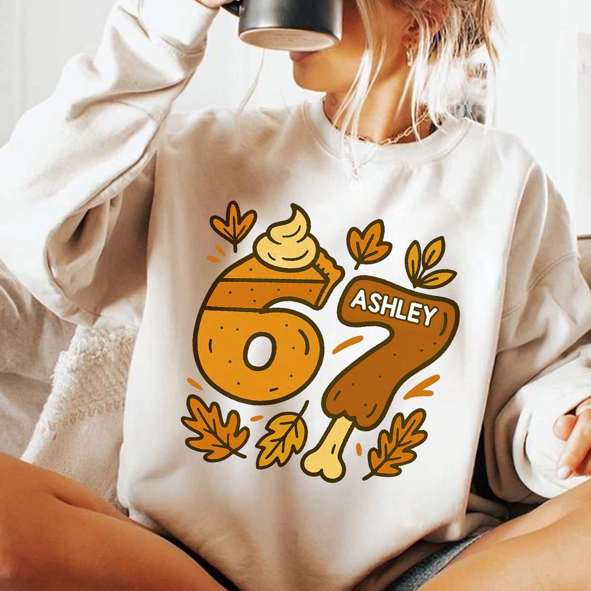 Viral Six Seven 67 Gen Z Funny Teen Slang Thanksgiving - Personalized Shirt - Christmas Gift for Daughter, Son, Grandkids