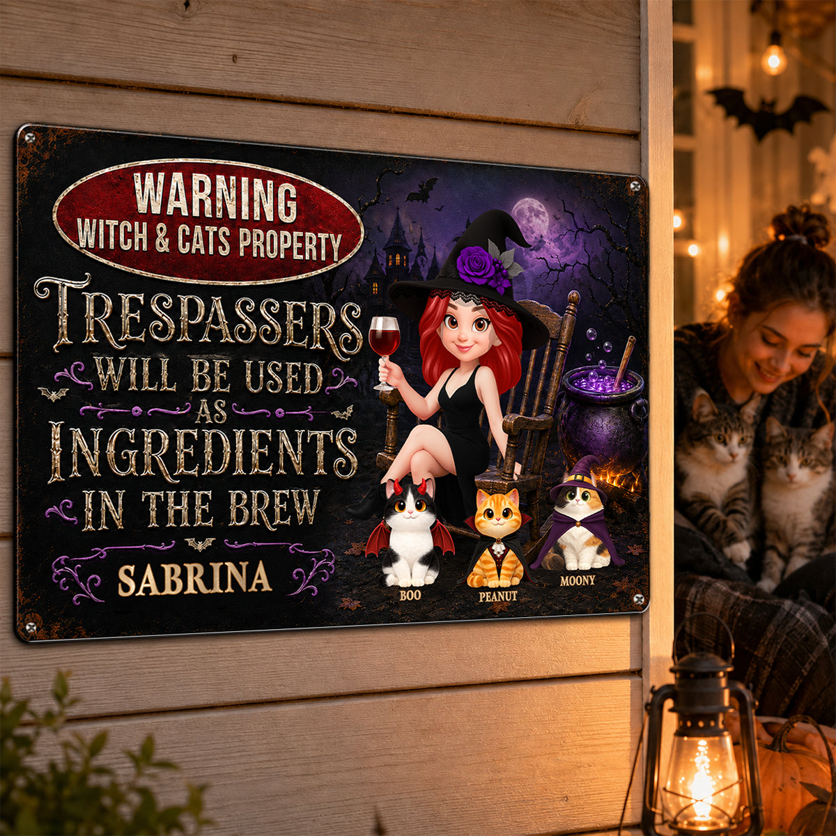 Trespassers Will Be Used As Ingredients In The Brew - Personalized Metal Sign - Halloween Decor Gift