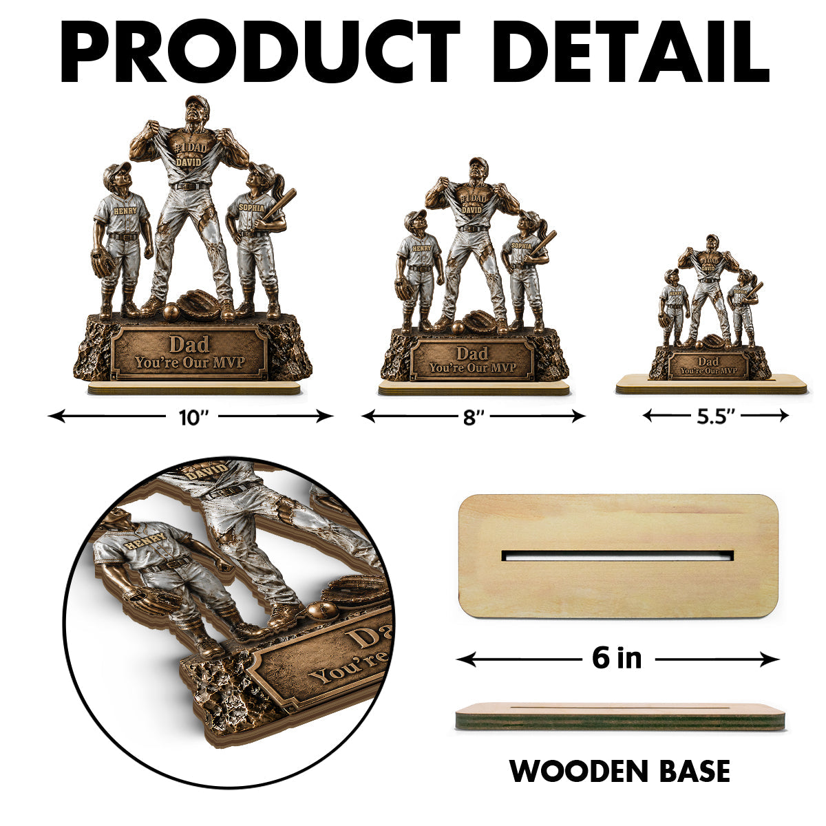 No 1 Dad Baseball Victory Trophy - Personalized 2-Layered Wooden Plaque -  Gift for Dad, Husband