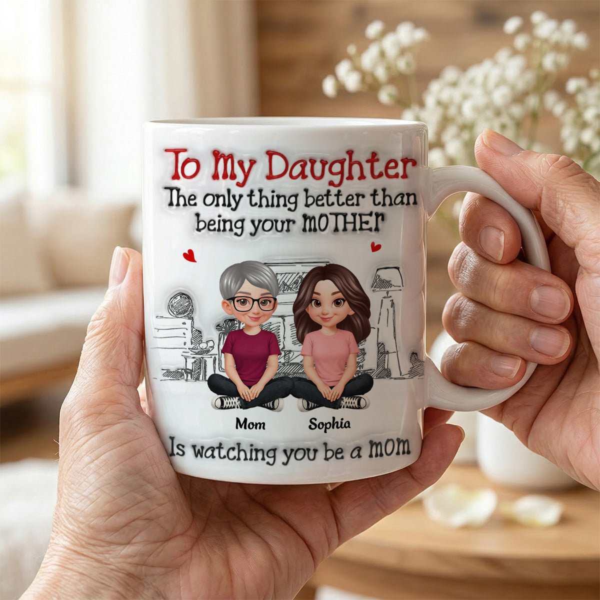 To My Daughter From Mom Dad 2D Flat - Personalized Mug - Heartfelt Mother's Day Gift For Daughter
