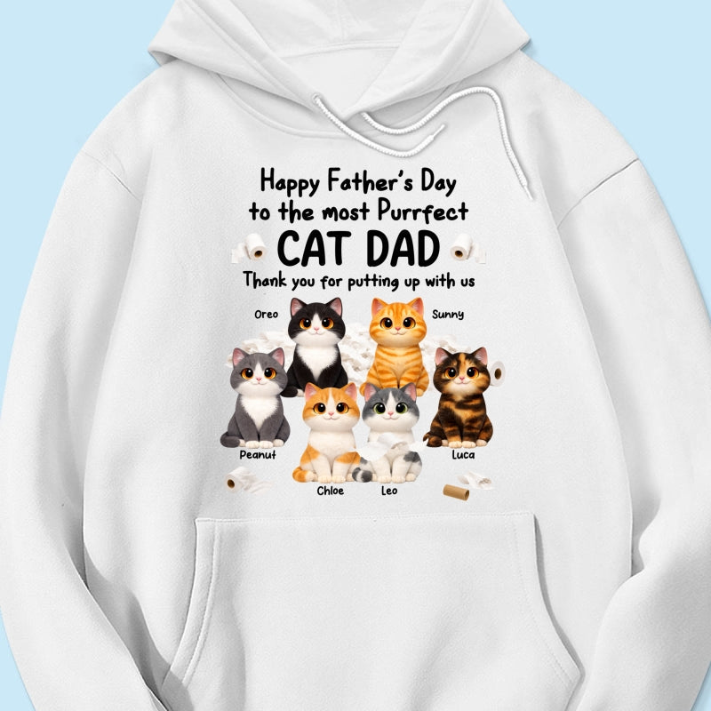 Toilet Papers Cute Fluffy Cats Happy Father's Day Thanks For Putting Up With Us - Personalized Shirt - Funny Father's Day Gift For Cat Dad, Cat Lovers
