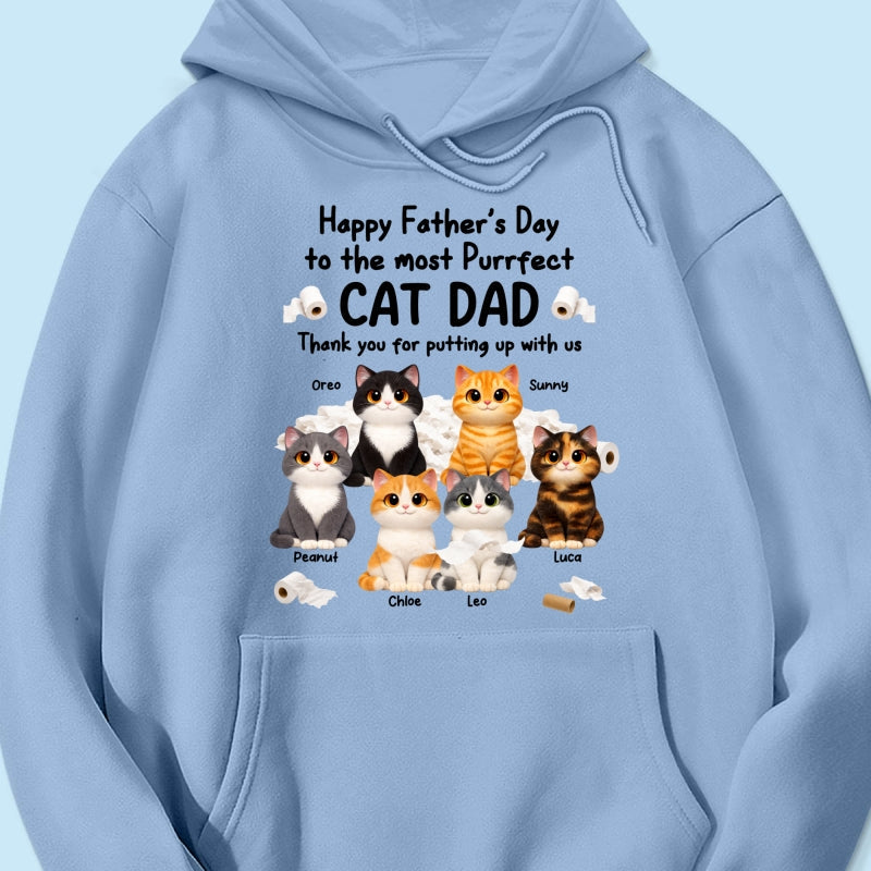 Toilet Papers Cute Fluffy Cats Happy Father's Day Thanks For Putting Up With Us - Personalized Shirt - Funny Father's Day Gift For Cat Dad, Cat Lovers