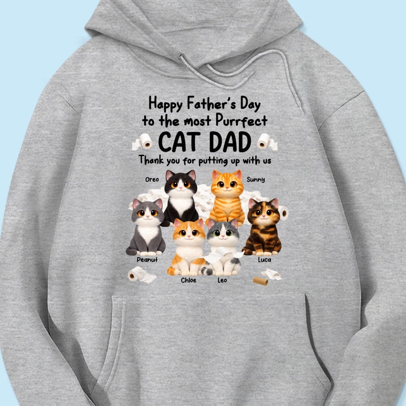 Toilet Papers Cute Fluffy Cats Happy Father's Day Thanks For Putting Up With Us - Personalized Shirt - Funny Father's Day Gift For Cat Dad, Cat Lovers