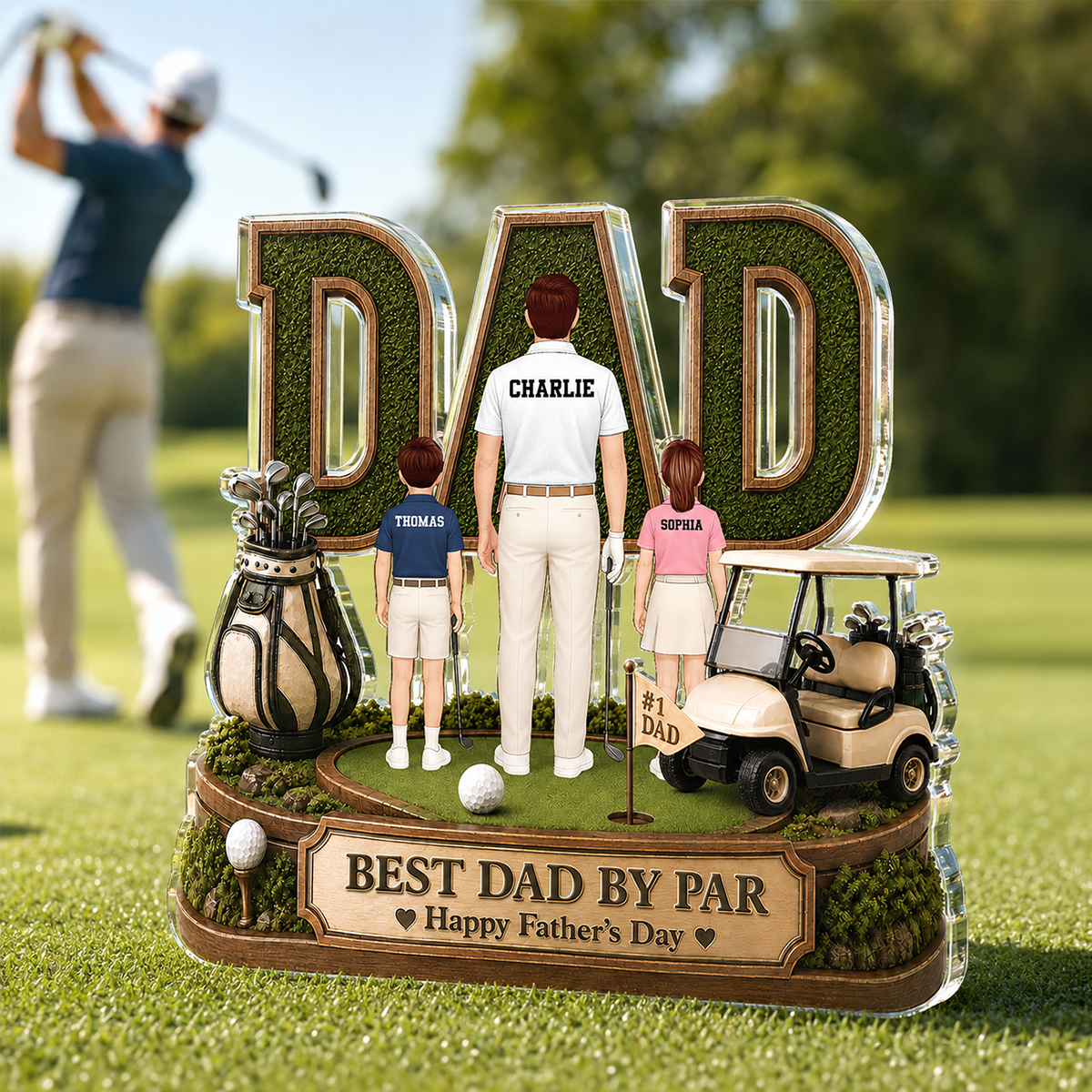 Above Par In Every Way Golfer Dad - Personalized Acrylic Block Plaque -  Gift For Dad, Husband