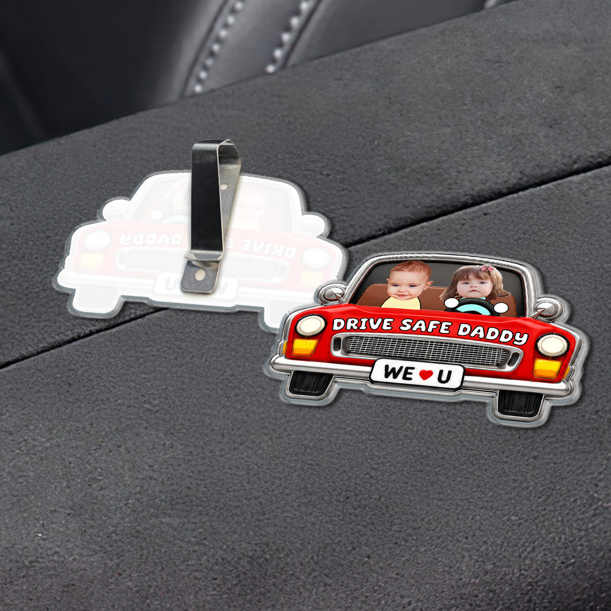Drive Safe Daddy Baby Custom Photo in Classic Car - Personalized Acrylic Car Visor - Father's Day Gift For Dad, Husband