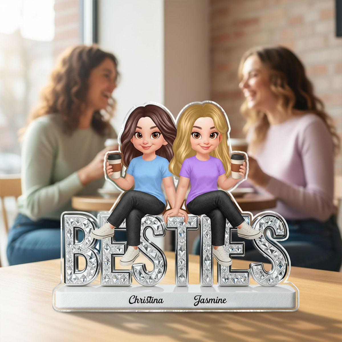 Beautiful Besties Forever - Personalized Acrylic Block Plaque - Gift For Best Friends