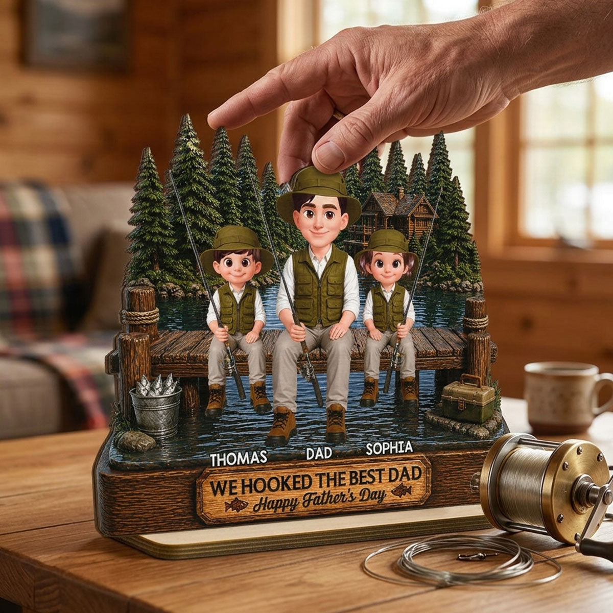 Fishing We Hooked The Best Dad - Personalized 2-Layered Wooden Plaque -  Gift For Fishing Dad, Fishing Lovers