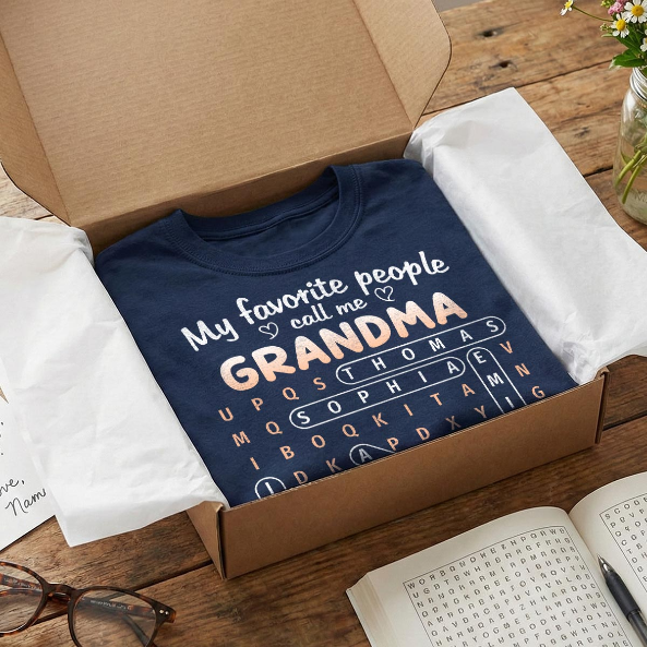 Favorite People Call Me Grandma Word Search Puzzle - Personalized Shirt - Mother's Day Gift For Grandma