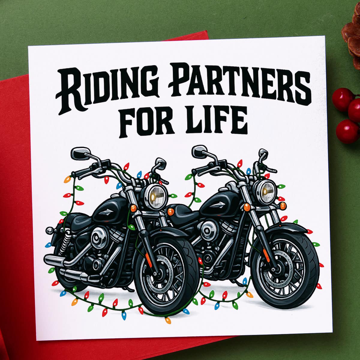 Christmas Biker Couple Card