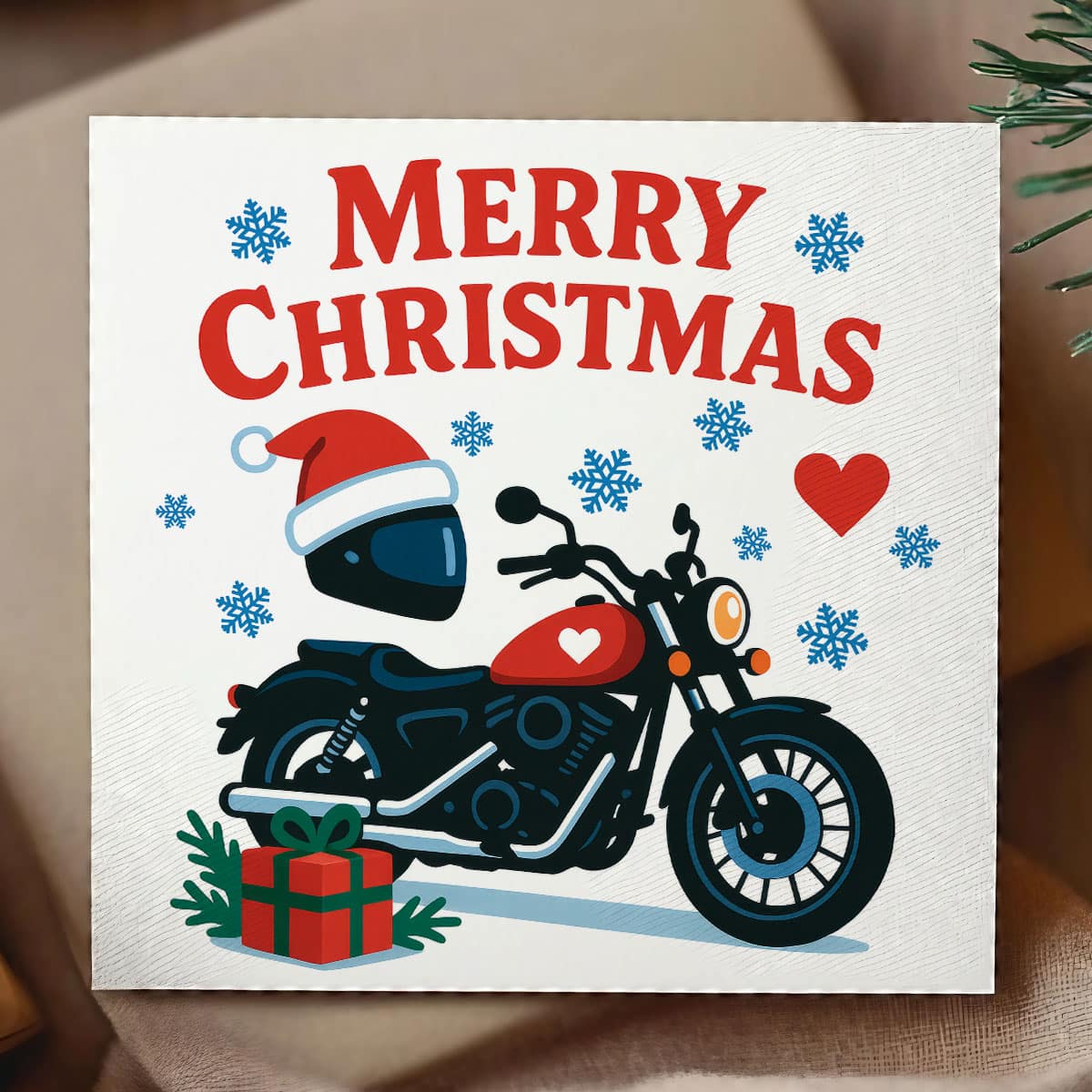 Christmas Biker Couple Card