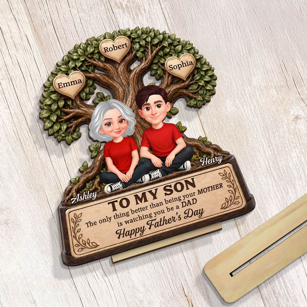 To My Son Watching You Be A Dad From Mom - Personalized 2-Layered Wooden Plaque -  Gift For Son