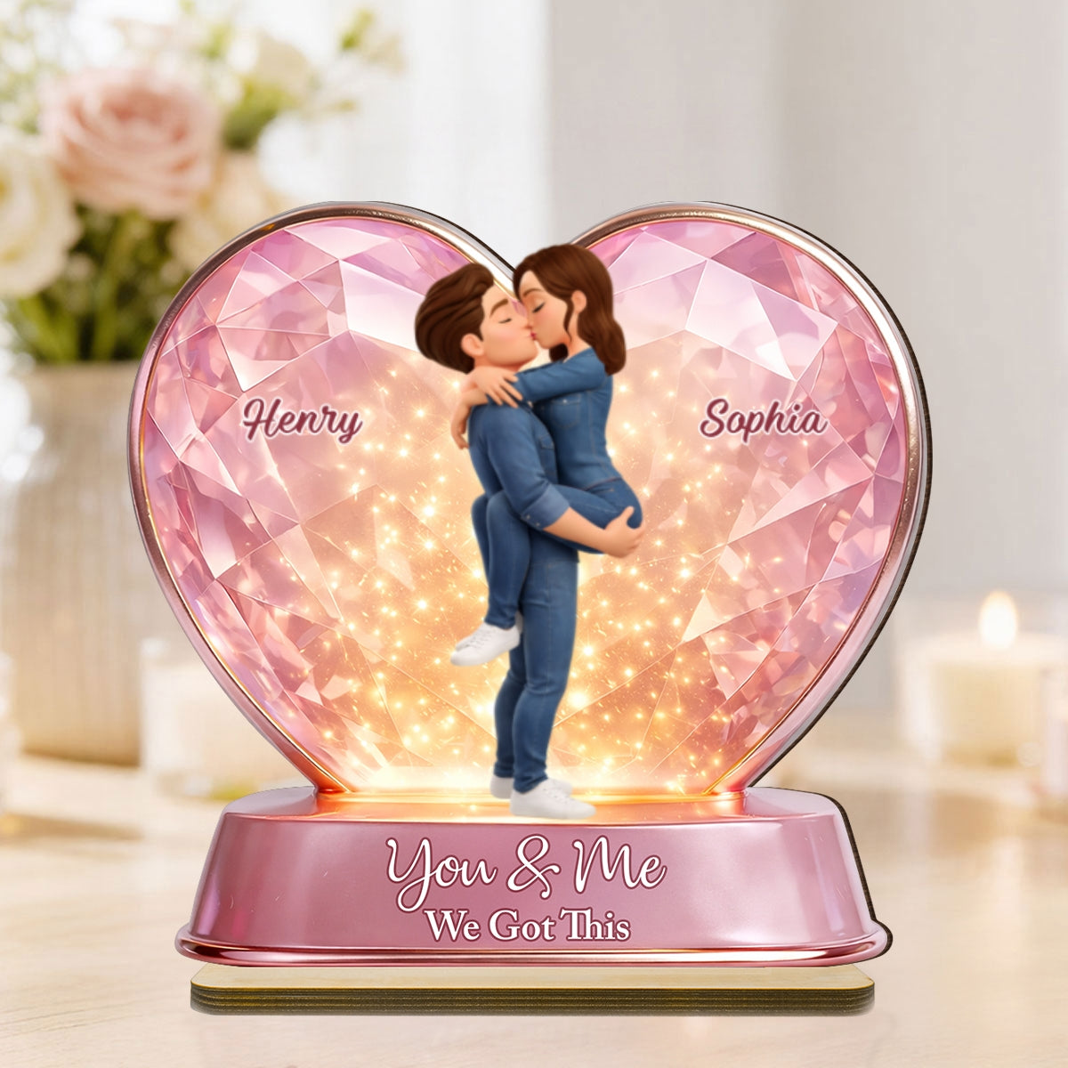 You & Me We Got This Pink Heart - Personalized 2-Layered Wooden Plaque - Anniversary, Valentine's Day Gift, Gift For Him, Gift For Her