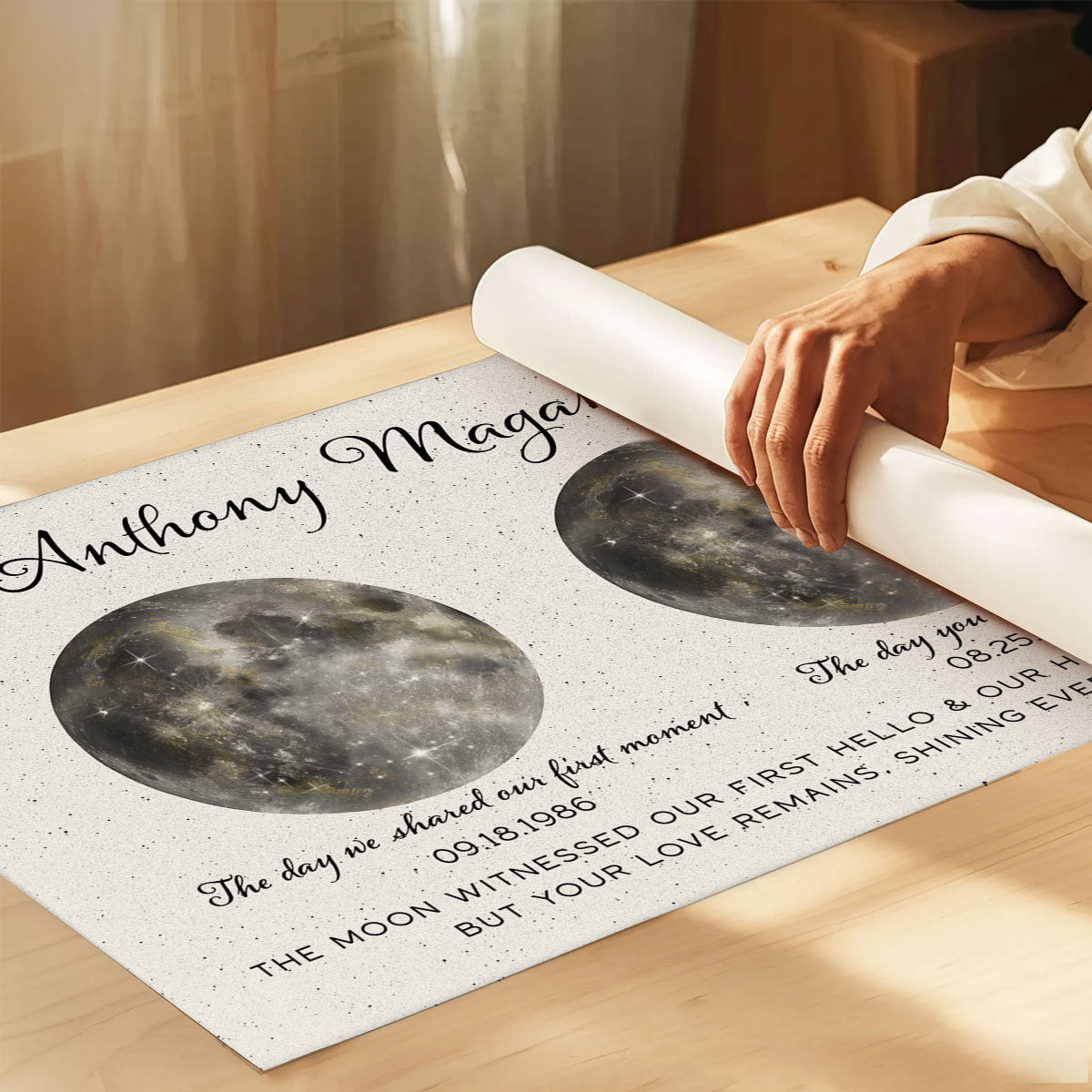 The Moon Witnessed Our First Hello And Our Hardest Goodbye Memorial Golden Dust Moon Phase Personalized Poster
