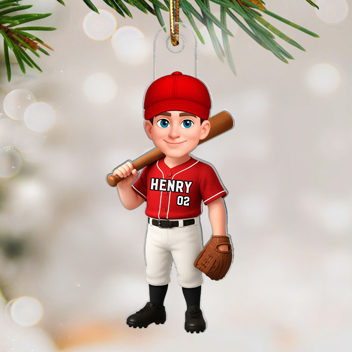 3D Effect Baseball Player - Personalized Acrylic Ornament - Christmas Gift For Baseball Players