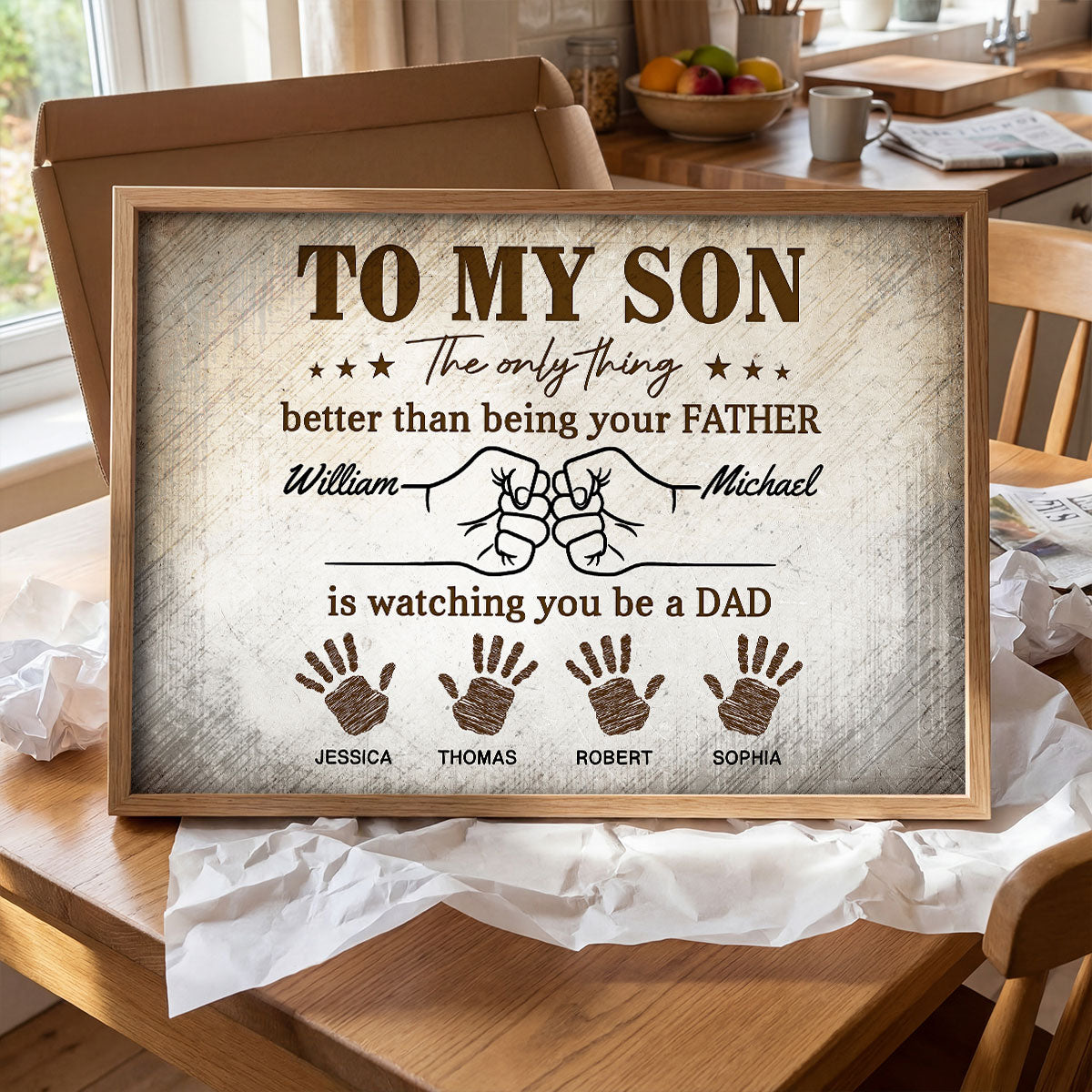 Retro Vintage From Dad To Son Watching You Be A Dad - Personalized Poster - Father's Day Gift For Son