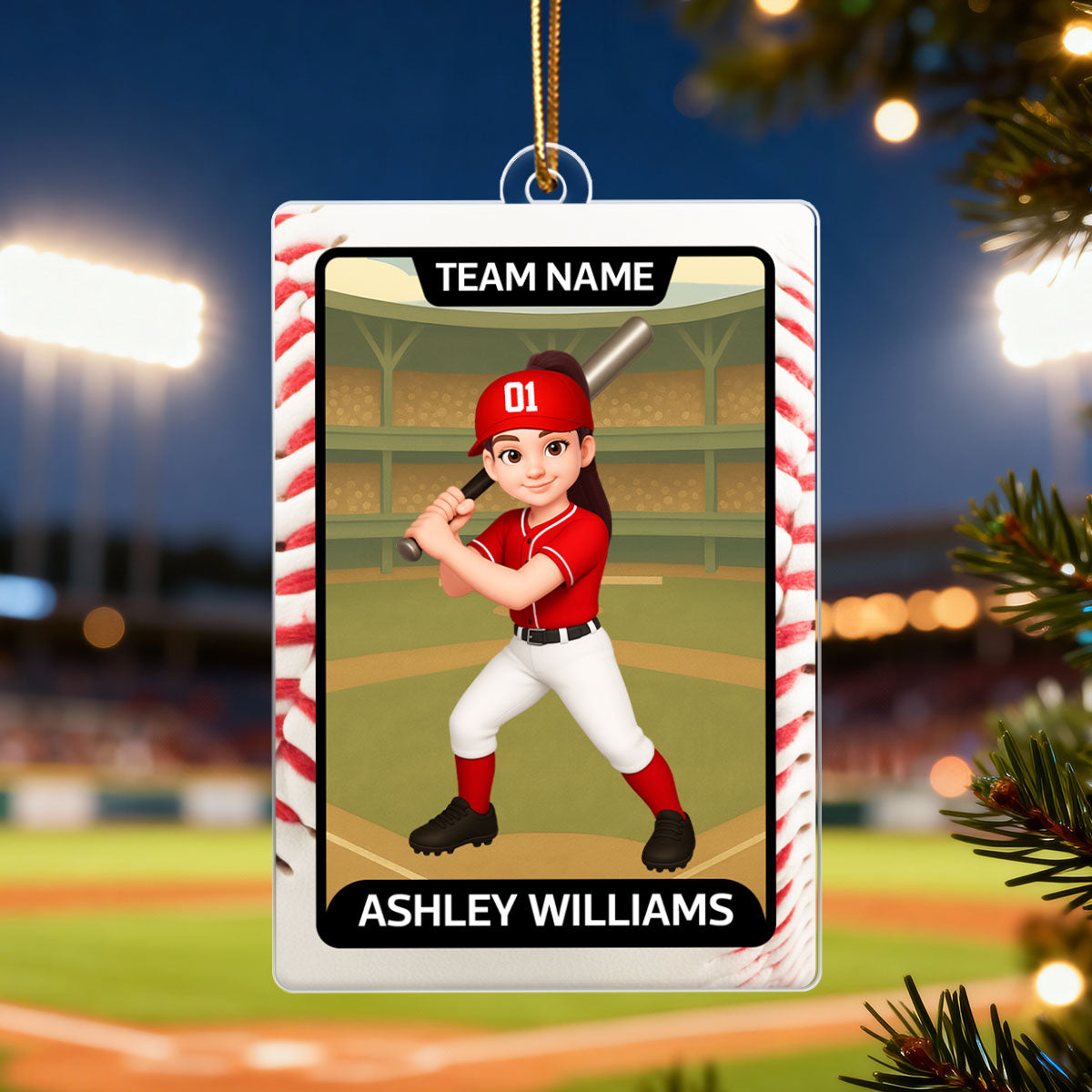 Baseball Card - Personalized Acrylic Ornament - Christmas Gift for Sons, Grandson, Daughter, Granddaughter