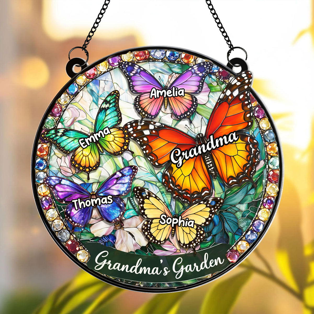 Grandma's Garden Butterflies - Personalized Suncatcher - Heartfelt Mother's Day Gift for Grandma, Mom