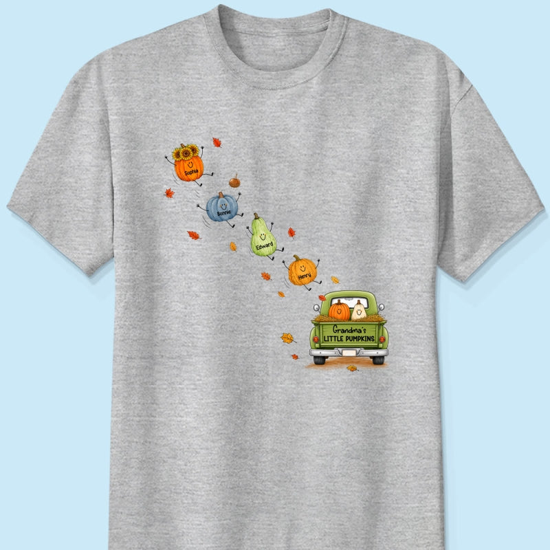 Grandma's Little Cute Pumpkins - Personalized Shirt - Fall Season Cozy Shirt