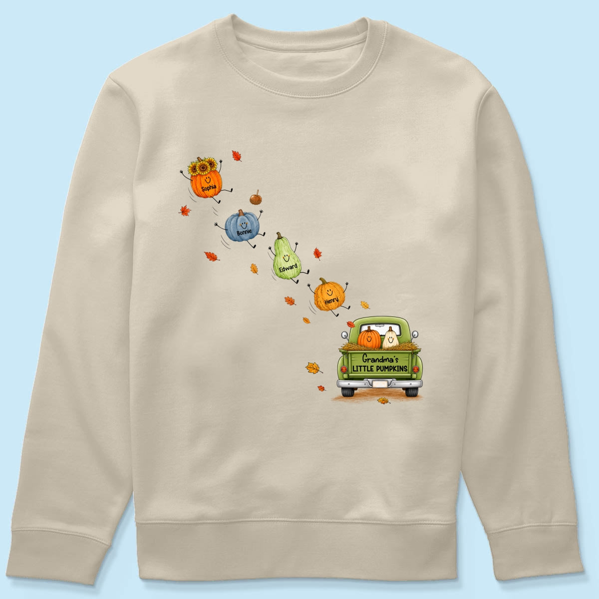 Grandma's Little Cute Pumpkins - Personalized Shirt - Fall Season Cozy Shirt