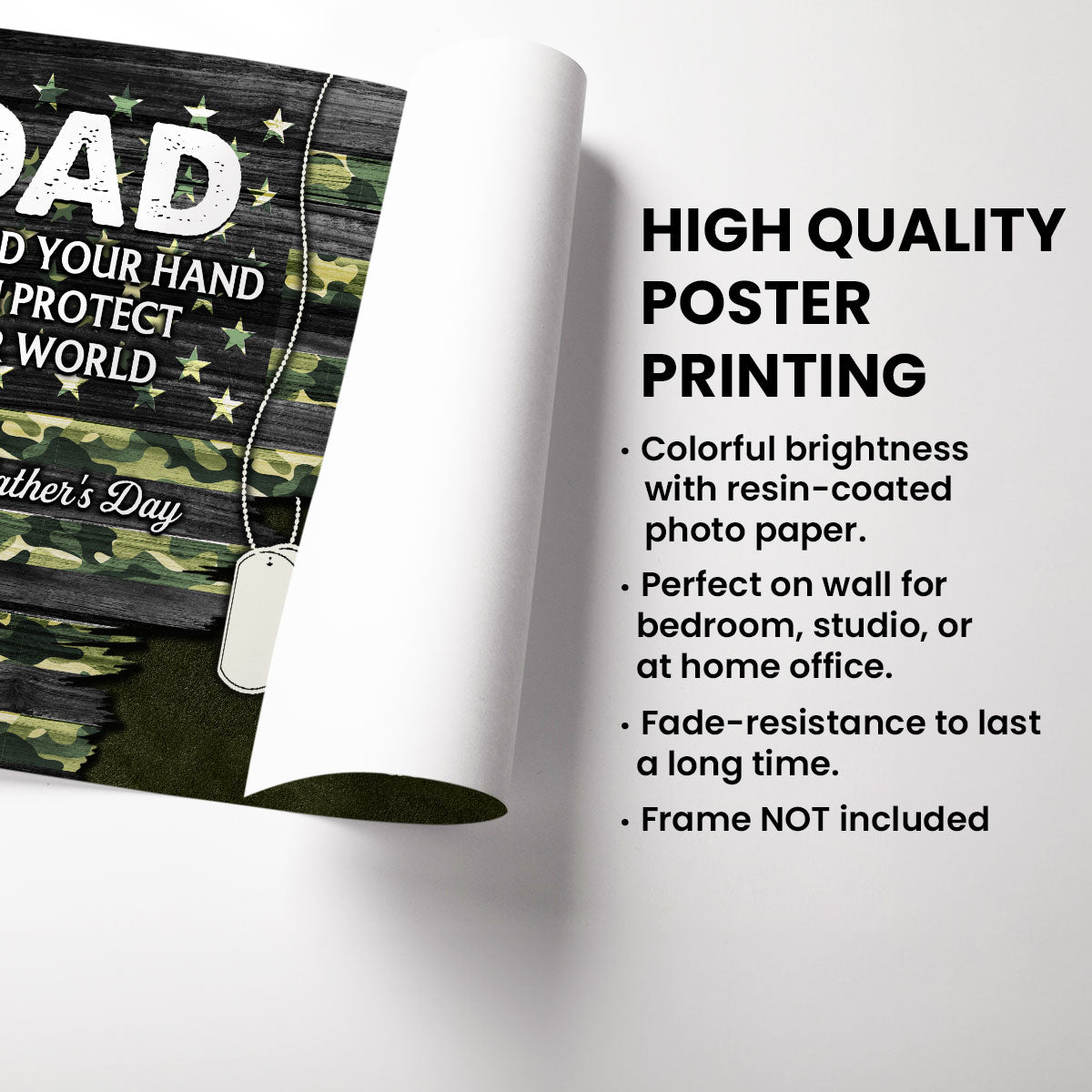 Army Millitary Half Camouflage Flag Dad - Personalized Poster - Father's Day Gift For Dad