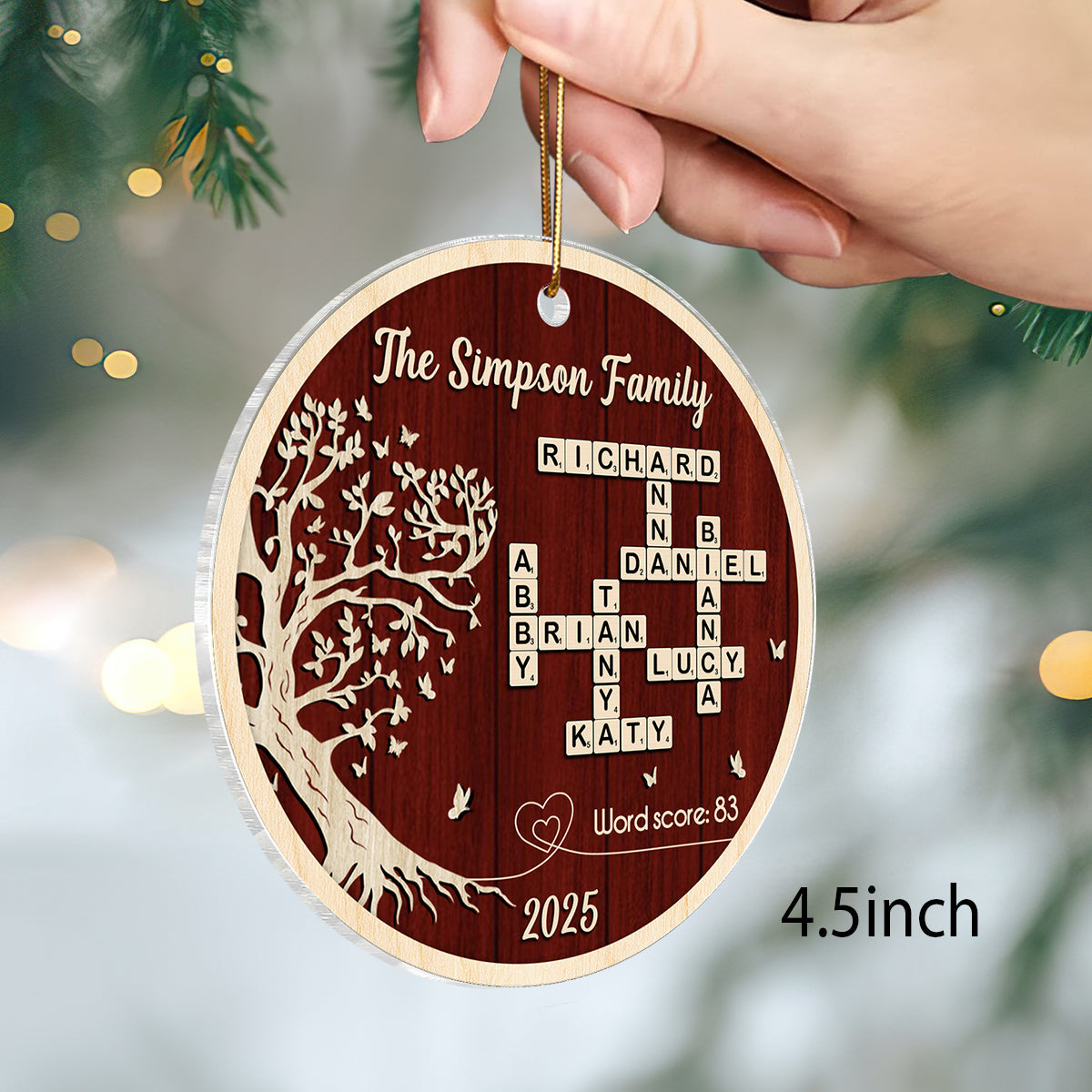 Family Tree of Life Crossword - Personalized Acrylic Ornament - Thoughtful Christmas Gift for Loved Ones