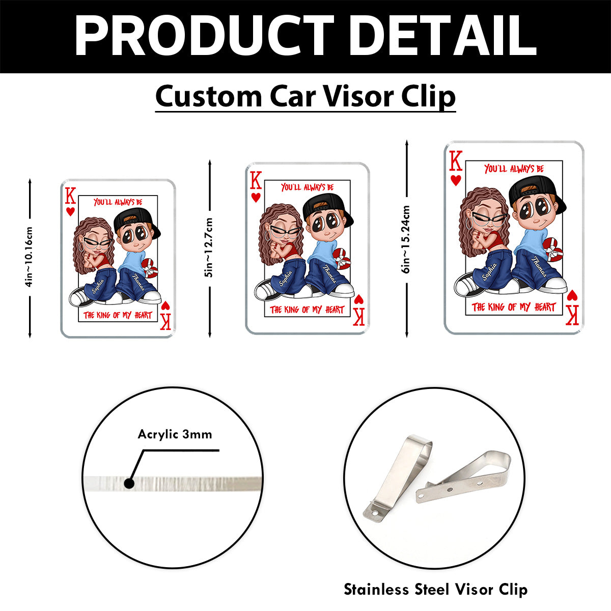 You're King/Queen Of My Heart Y2K Couple - Personalized Acrylic Car Visor - Valentine's Day Gift, Anniversary Gift For Him, For Her
