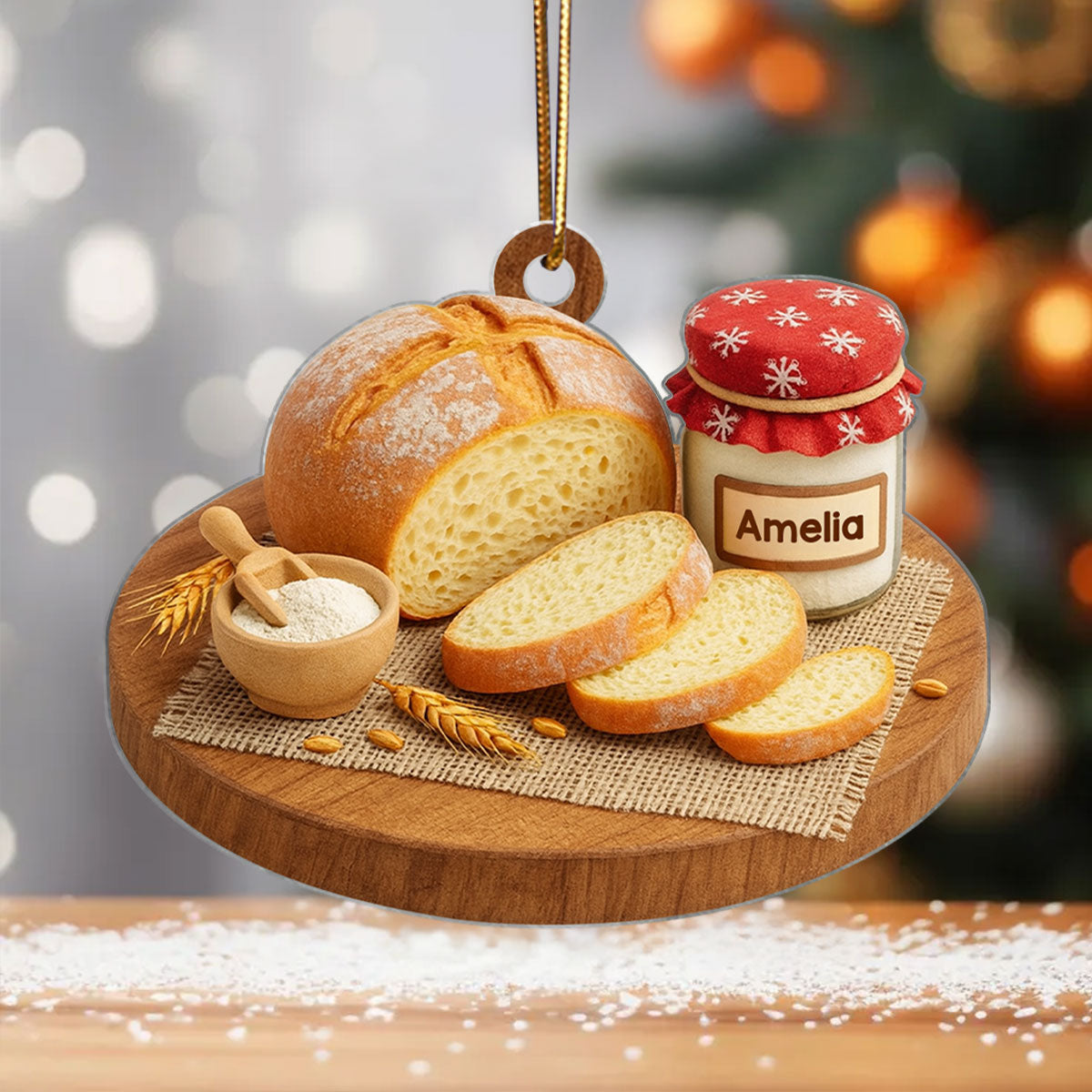 Made With Butter, Sugar and Love – Personalized Acrylic Ornament – Cute Gift for Home Bakers, Mom, Wife