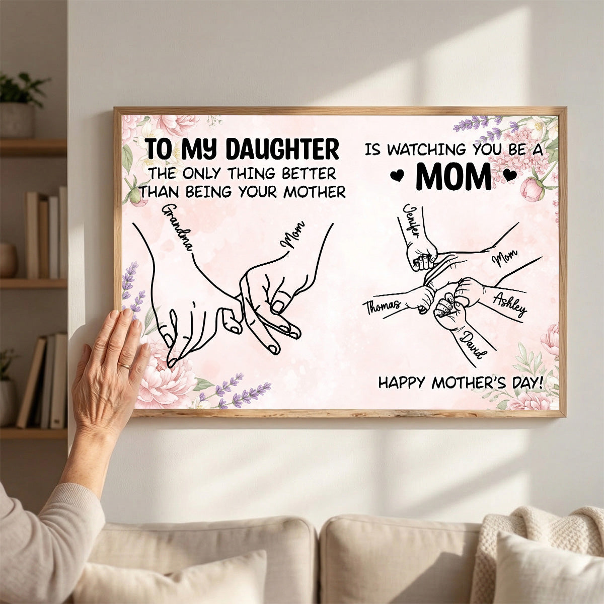 To My Daughter From Mom Holding Hands Custom Kids Names - Personalized Poster - Mother's Day Gift For Daughter